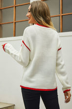 Load image into Gallery viewer, Round Neck Long Sleeve Waffle-Knit Sweater
