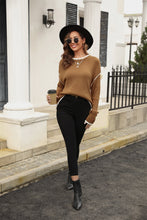 Load image into Gallery viewer, Round Neck Long Sleeve Waffle-Knit Sweater
