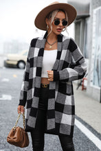 Load image into Gallery viewer, Plaid Dropped Shoulder Cardigan with Pocket
