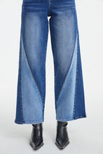 Load image into Gallery viewer, BAYEAS Full Size High Waist Two-Tones Patched Wide Leg Jeans
