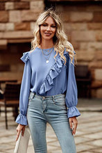 Load image into Gallery viewer, Ruffled Round Neck Long Sleeve Top
