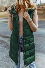 Load image into Gallery viewer, Longline Hooded Sleeveless Puffer Vest
