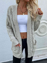 Load image into Gallery viewer, Woven Right Cable-Knit Open Front Cardigan with Front Pockets
