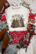 Load image into Gallery viewer, Christma Tree Graphic Leopard Round Neck Sweatshirt
