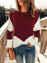 Load image into Gallery viewer, Contrast Round Neck Sweater
