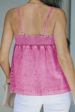 Load image into Gallery viewer, Pink Smocked Adjustable Strap Denim Cami Top
