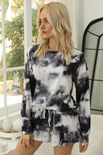 Load image into Gallery viewer, Tie-Dye Round Neck Top and Shorts Lounge Set
