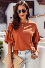 Load image into Gallery viewer, Puff Sleeve Curved Hem Blouse
