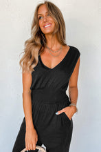 Load image into Gallery viewer, V-Neck Wide Strap Pocketed Jumpsuit
