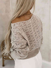 Load image into Gallery viewer, Openwork Plain Pullover Sweater
