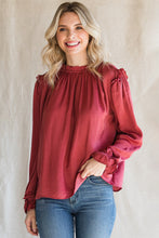 Load image into Gallery viewer, Frilled Neck Long Flounce Sleeve Blouse
