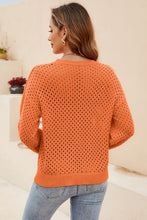 Load image into Gallery viewer, Round Neck Openwork Dropped Shoulder Knit Top
