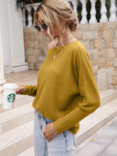 Load image into Gallery viewer, Waffle-Knit Boat Neck Long Sleeve Top
