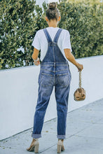 Load image into Gallery viewer, Pocketed Distressed Denim Overalls
