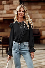 Load image into Gallery viewer, Ruffled Round Neck Long Sleeve Top
