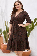 Load image into Gallery viewer, Curvy Size Printed Surplice Ruffle Hem Dress
