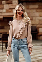 Load image into Gallery viewer, Ruffled Round Neck Long Sleeve Top
