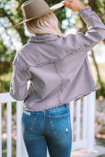 Load image into Gallery viewer, Frayed Trim  Denim Jacket
