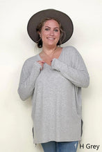 Load image into Gallery viewer, Zenana Solid Dolman Sleeve V Neck Top With Side Slits
