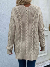 Load image into Gallery viewer, Woven Right Cable-Knit Open Front Cardigan with Front Pockets
