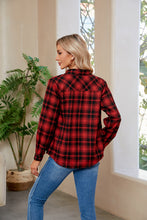 Load image into Gallery viewer, Plaid Curved Hem Long Sleeve Shirt
