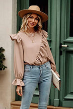 Load image into Gallery viewer, Ruffled Round Neck Long Sleeve Top
