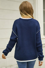 Load image into Gallery viewer, Round Neck Long Sleeve Waffle-Knit Sweater
