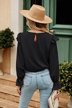 Load image into Gallery viewer, Ruffled Round Neck Long Sleeve Top
