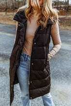 Load image into Gallery viewer, Longline Hooded Sleeveless Puffer Vest
