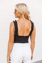 Load image into Gallery viewer, Ribbed Ruffle Trim Sleeveless Bodysuit
