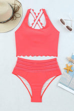 Load image into Gallery viewer, Scalloped Criss Cross High Waist Bikini
