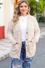 Load image into Gallery viewer, Plus Size Heathered Long Sleeve Pocketed Cardigan
