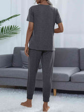 Load image into Gallery viewer, Round Neck Short Sleeve Top and Pants Set
