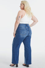 Load image into Gallery viewer, BAYEAS Full Size High Waist Two-Tones Patched Wide Leg Jeans
