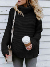 Load image into Gallery viewer, Turtleneck Dropped Shoulder Slit Sweater
