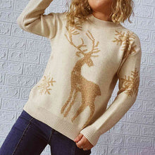 Load image into Gallery viewer, Reindeer and Snowflake Pattern Sweater
