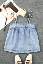 Load image into Gallery viewer, Denim Smocked Adjustable Strap Denim Cami
