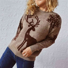 Load image into Gallery viewer, Reindeer and Snowflake Pattern Sweater
