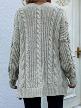 Load image into Gallery viewer, Woven Right Cable-Knit Open Front Cardigan with Front Pockets
