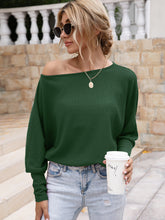 Load image into Gallery viewer, Waffle-Knit Boat Neck Long Sleeve Top
