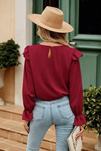 Load image into Gallery viewer, Ruffled Round Neck Long Sleeve Top
