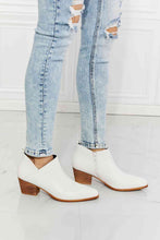 Load image into Gallery viewer, MMShoes Trust Yourself Embroidered Crossover Cowboy Bootie in White
