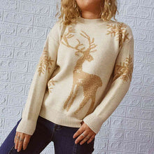 Load image into Gallery viewer, Reindeer and Snowflake Pattern Sweater
