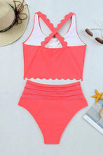 Load image into Gallery viewer, Scalloped Criss Cross High Waist Bikini
