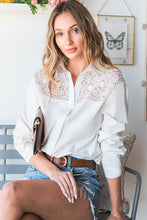 Load image into Gallery viewer, Spliced Lace High-Low Shirt
