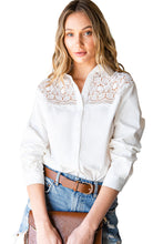 Load image into Gallery viewer, Spliced Lace High-Low Shirt
