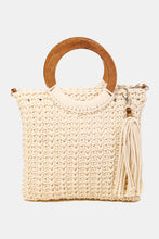 Load image into Gallery viewer, Fame Crochet Knit Convertible Tote Bag with Tassel
