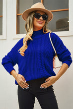 Load image into Gallery viewer, Cable-Knit Turtle Neck Long Sleeve Sweater
