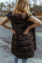 Load image into Gallery viewer, Longline Hooded Sleeveless Puffer Vest
