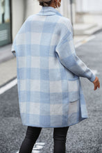 Load image into Gallery viewer, Plaid Dropped Shoulder Cardigan with Pocket
